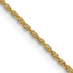 14K Yellow Gold Solid Rope Chain Necklace 1.1mm