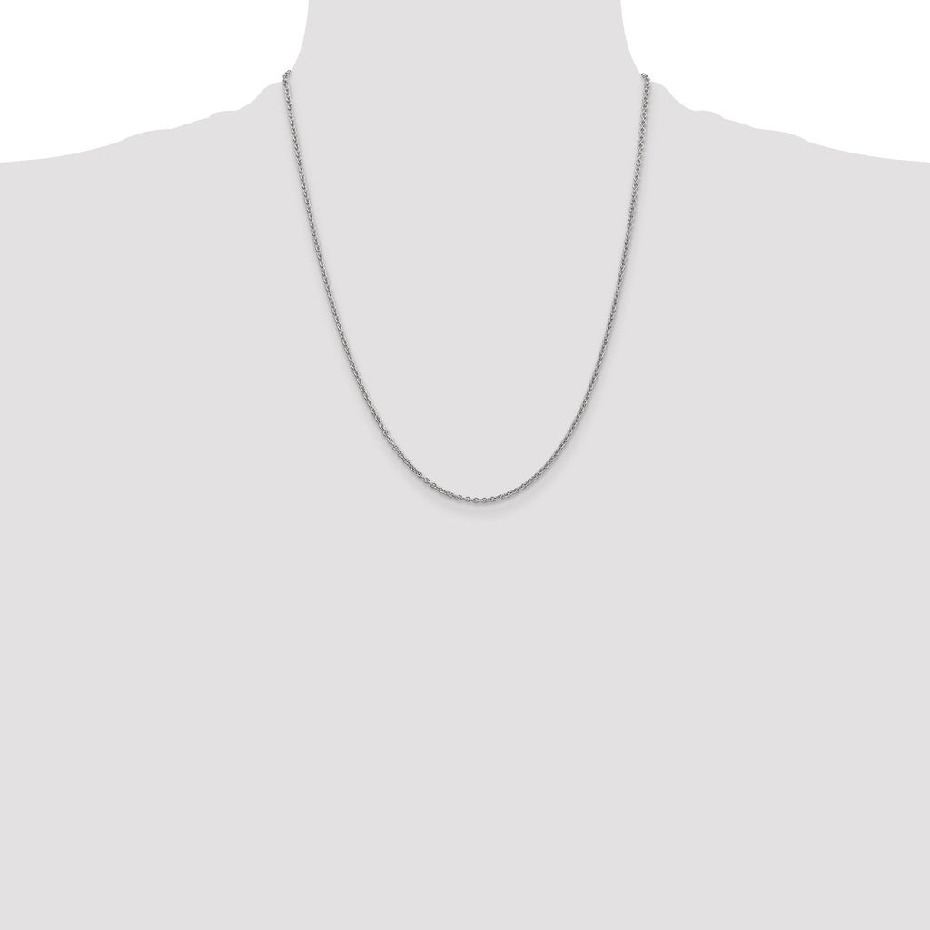 14K White Gold Solid Forzantine Chain Necklace 1.8mm