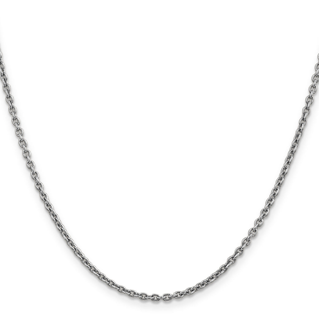 14K White Gold 24 inch 2.2mm Forzantine Cable with Lobster Clasp Chain