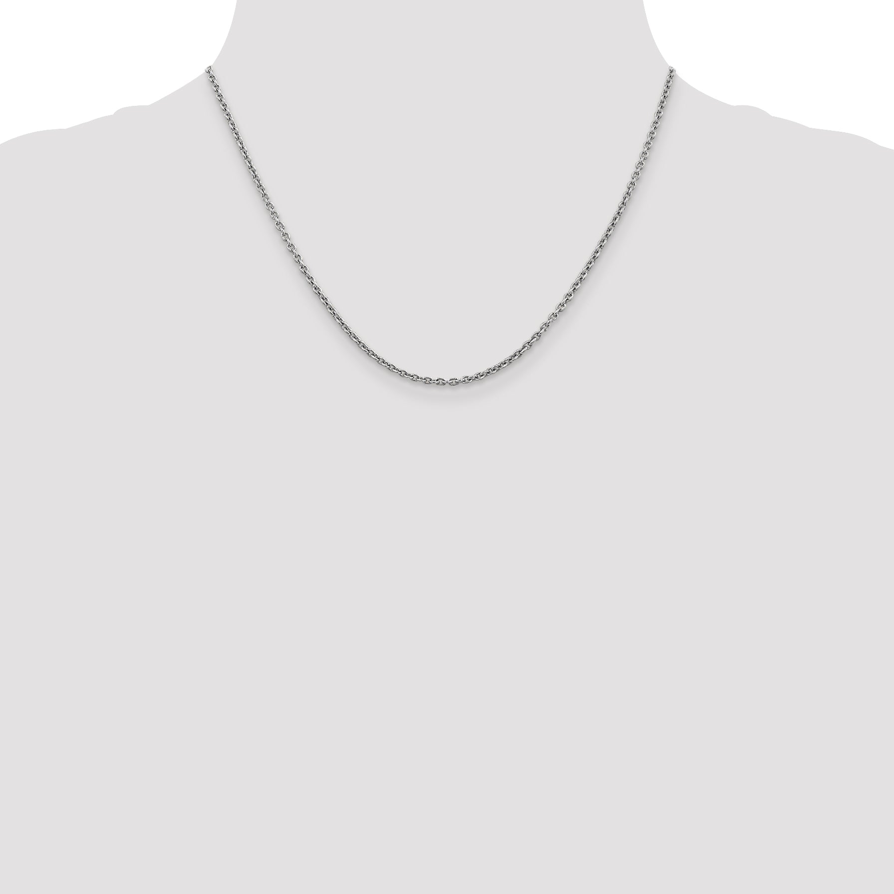 14K White Gold 18 inch 2.2mm Forzantine Cable with Lobster Clasp Chain