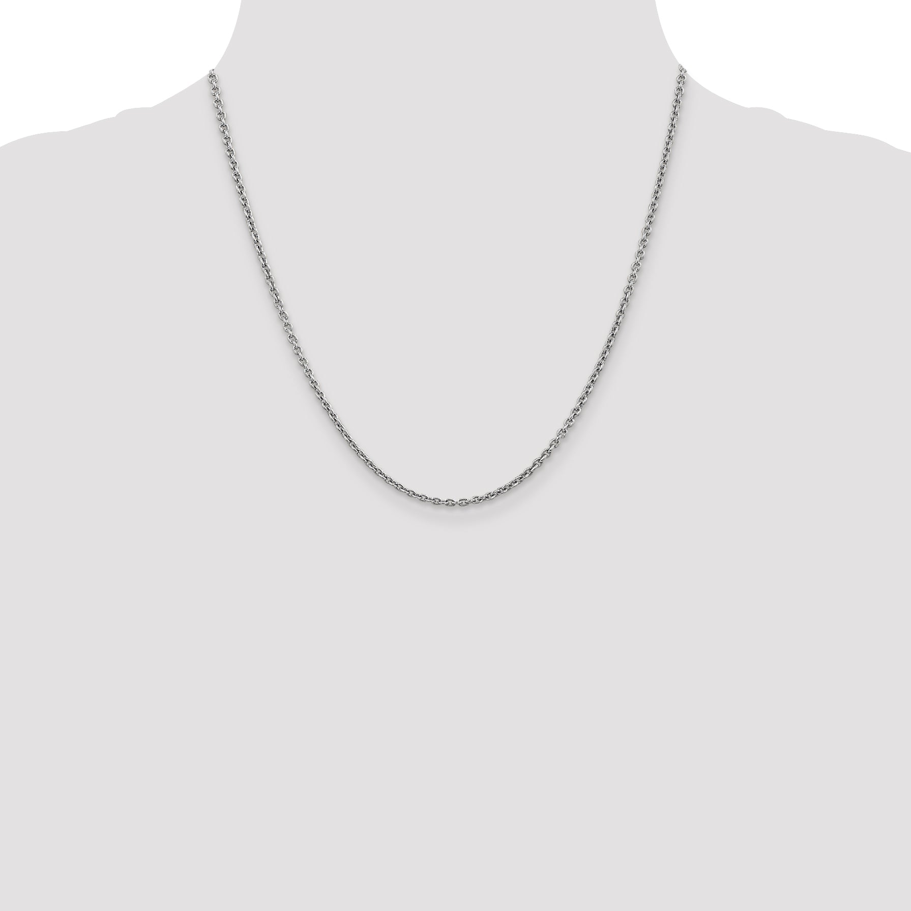 14K White Gold 20 inch 2.2mm Forzantine Cable with Lobster Clasp Chain