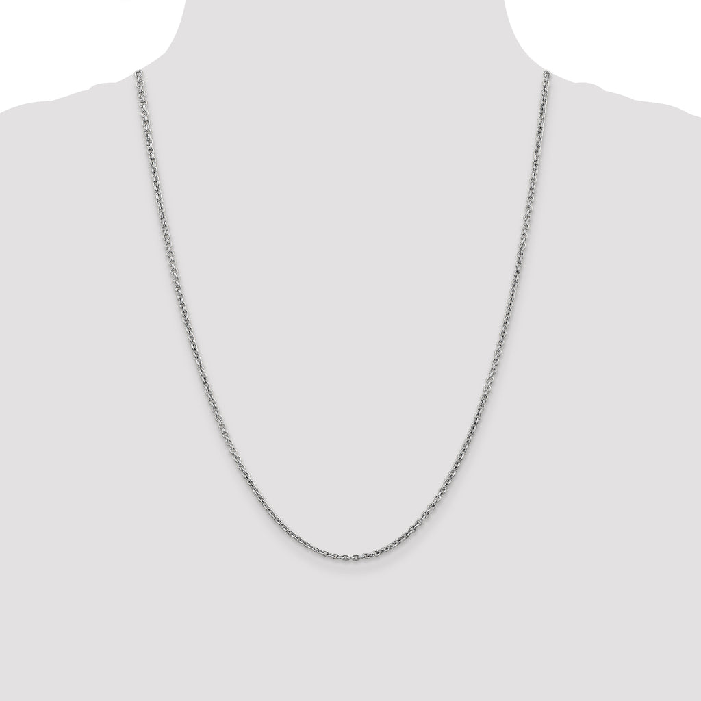 14K White Gold 24 inch 2.2mm Forzantine Cable with Lobster Clasp Chain