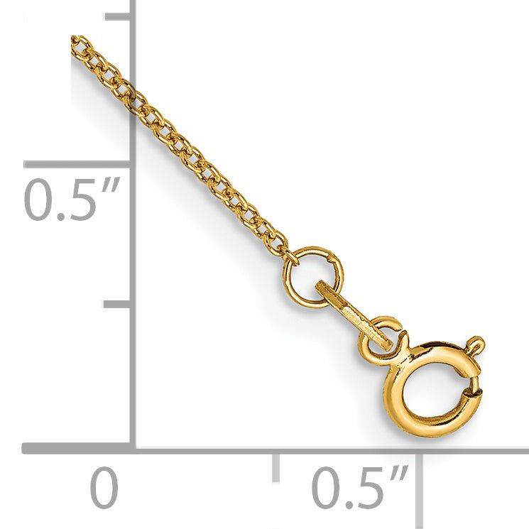 14K 10 inch .9mm Cable with Spring Ring Clasp Anklet