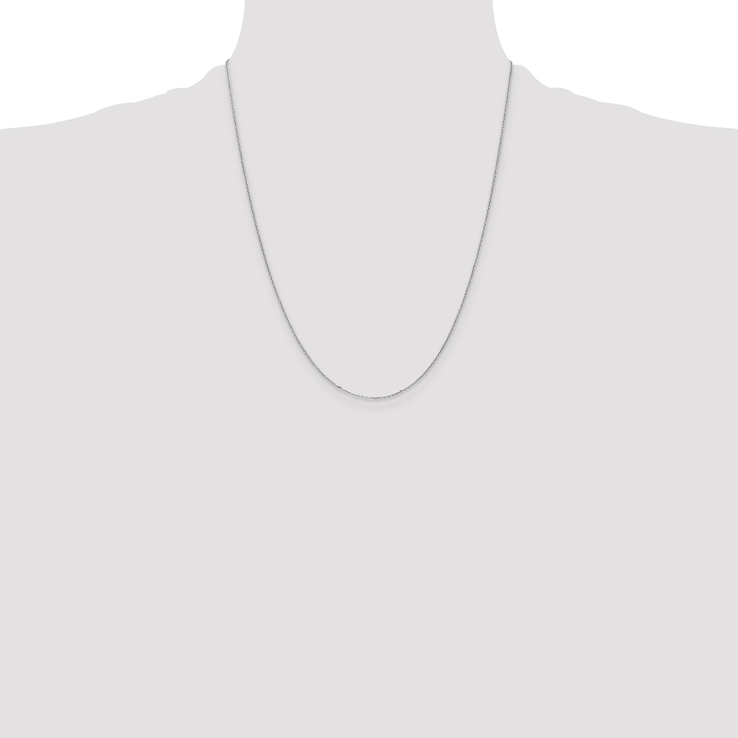 14K White Gold 22 inch .8mm Diamond-cut Cable with Spring Ring Clasp Chain