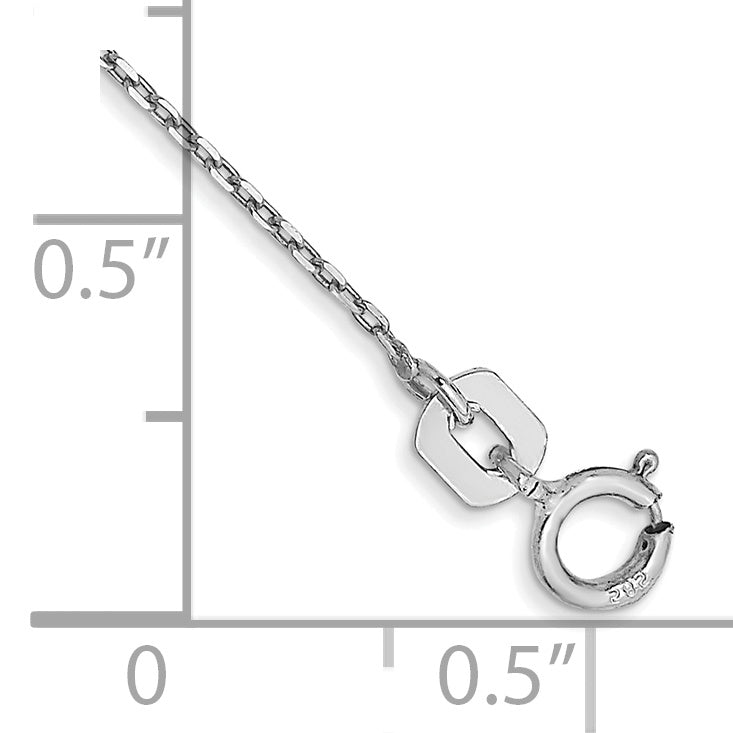 14K White Gold 9 inch .8mm Diamond-cut Cable with Spring Ring Clasp Anklet Secondary image