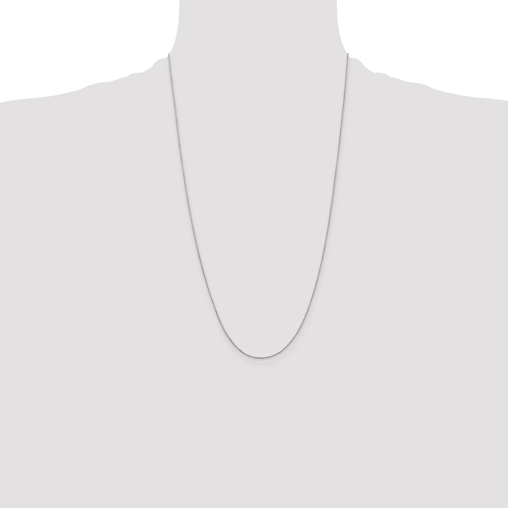 14K White Gold .8mm Diamond-Cut Cable with Lobster Clasp Chain