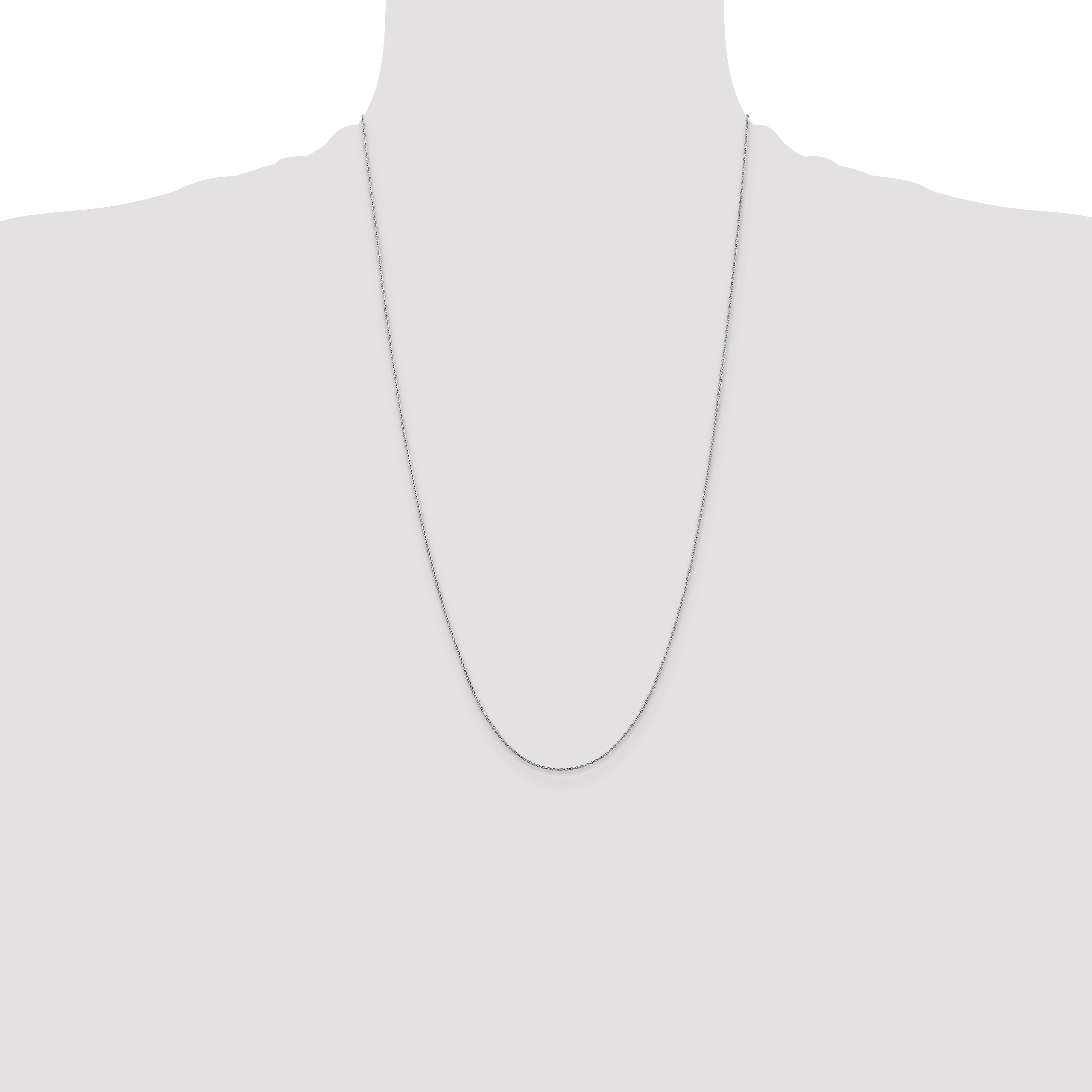 14K White Gold .8mm Diamond-Cut Cable with Lobster Clasp Chain