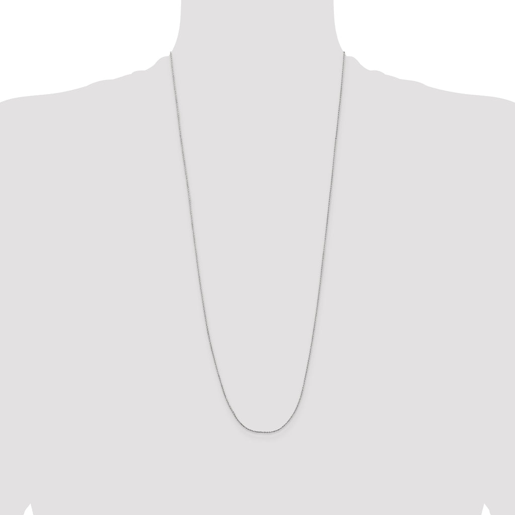 14K White Gold .8mm Diamond-Cut Cable with Lobster Clasp Chain