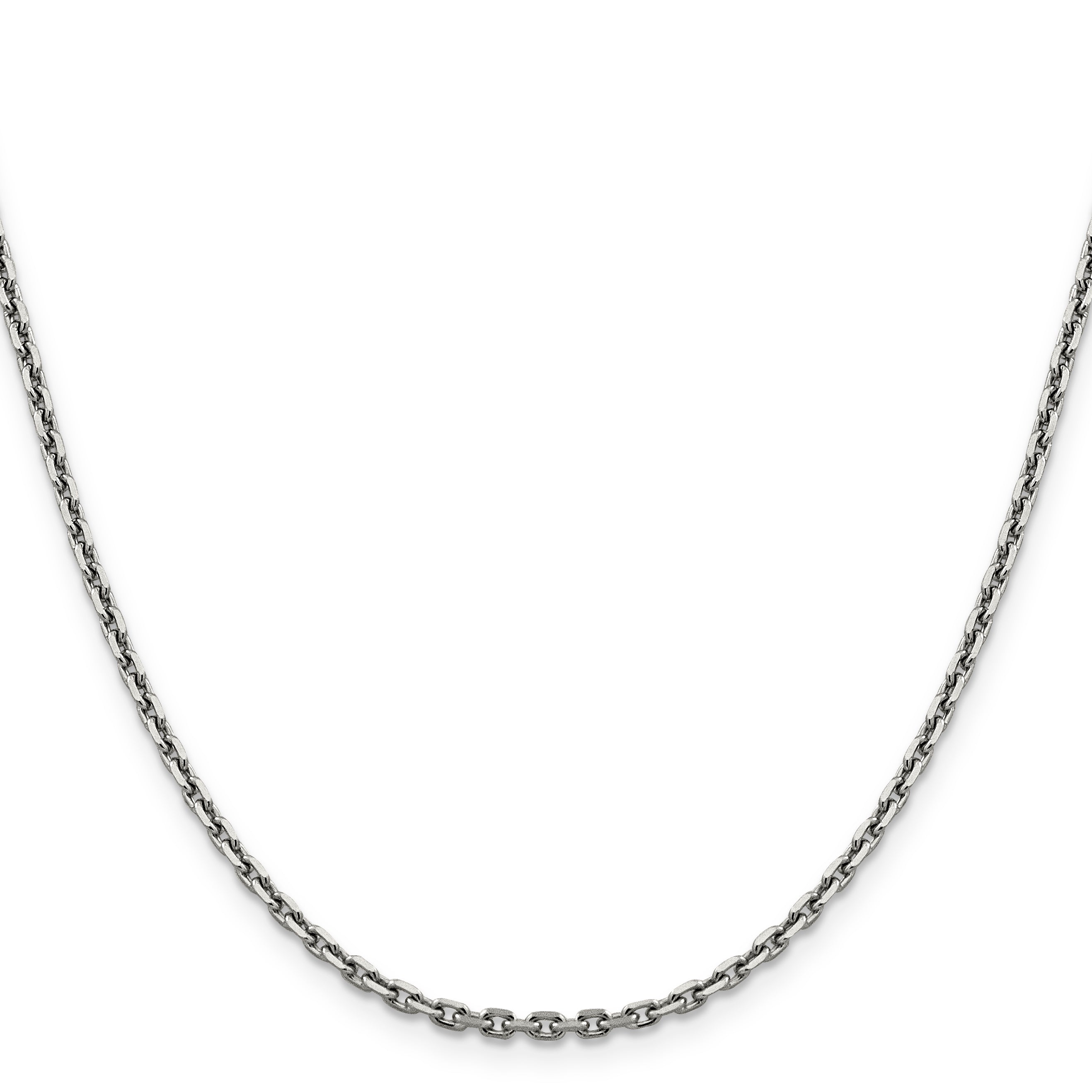 14K White Gold 24 inch 2.5mm Diamond-cut Cable with Lobster Clasp Chain