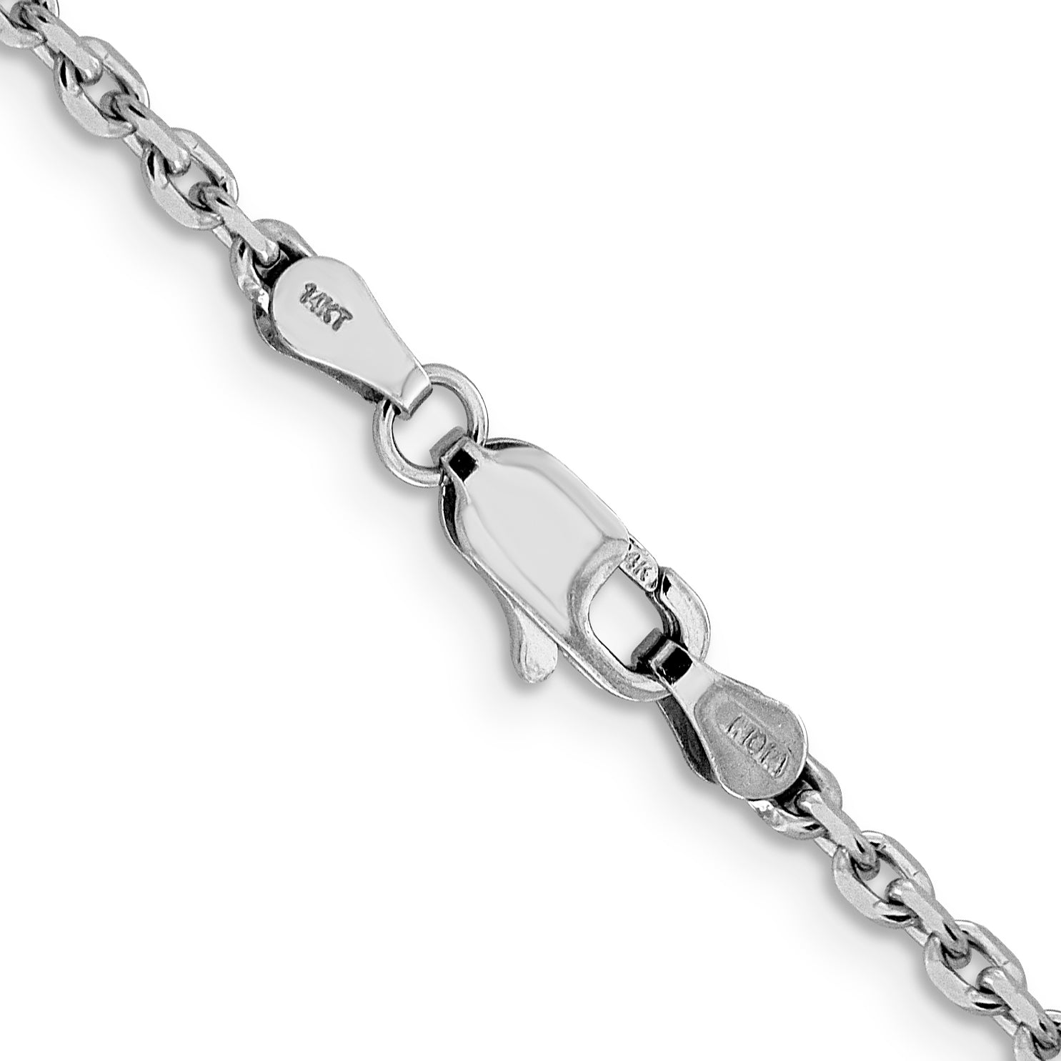 14K White Gold 24 inch 2.5mm Diamond-cut Cable with Lobster Clasp Chain