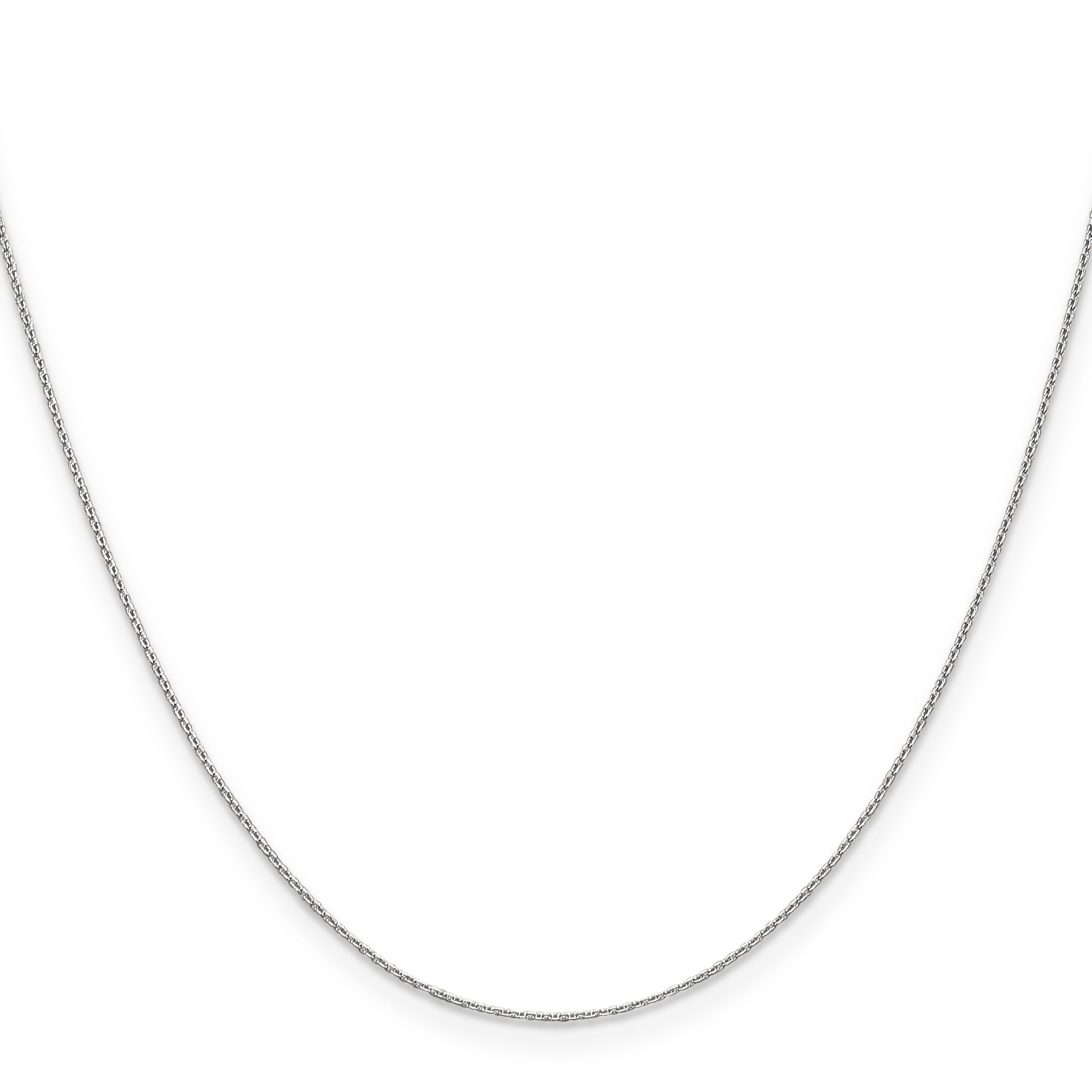 14K White Gold 18 inch .65mm Diamond-cut Round Open Link Cable with Lobster Clasp Chain Main image