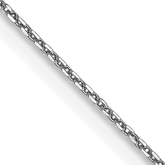 14K White Gold 18 inch .65mm Diamond-cut Round Open Link Cable with Lobster Clasp Chain