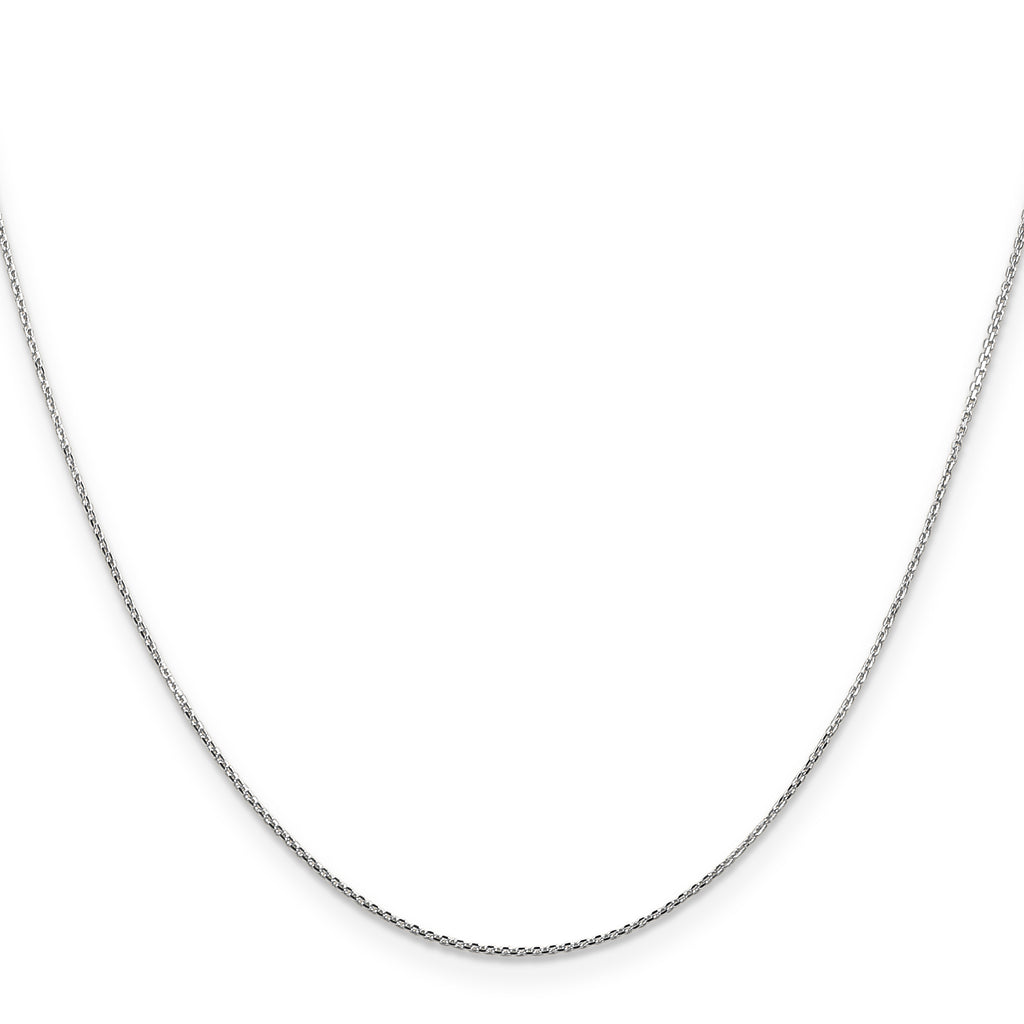 14K White Gold Solid Diamond-Cut Cable Chain Necklace 0.8mm