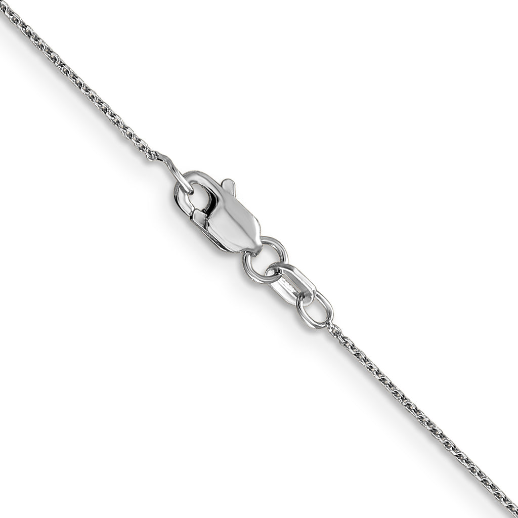 14K White Gold .8mm Diamond-Cut Round Open Link Cable with Lobster Clasp Chain