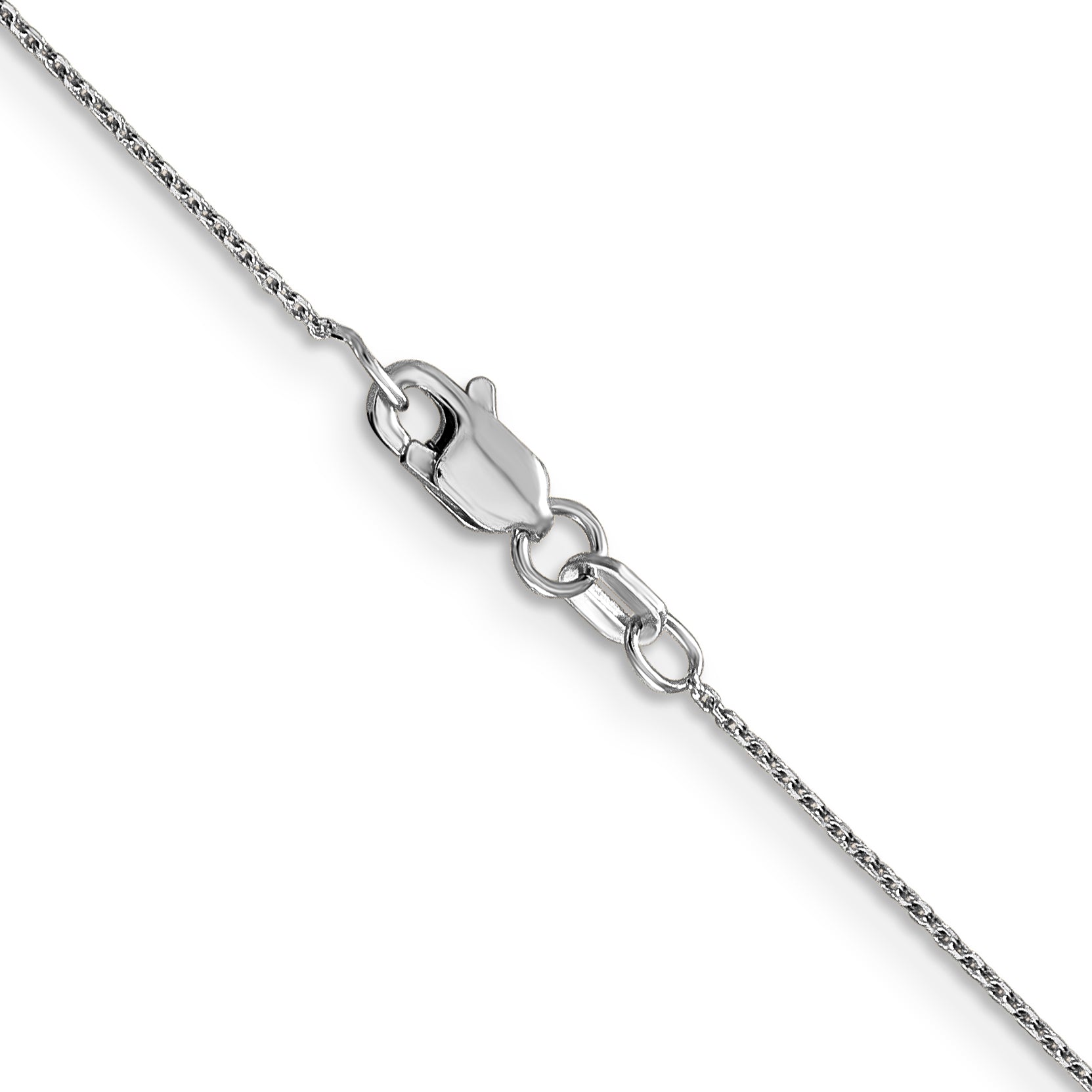 14K White Gold Solid Diamond-Cut Cable Chain Necklace 0.8mm