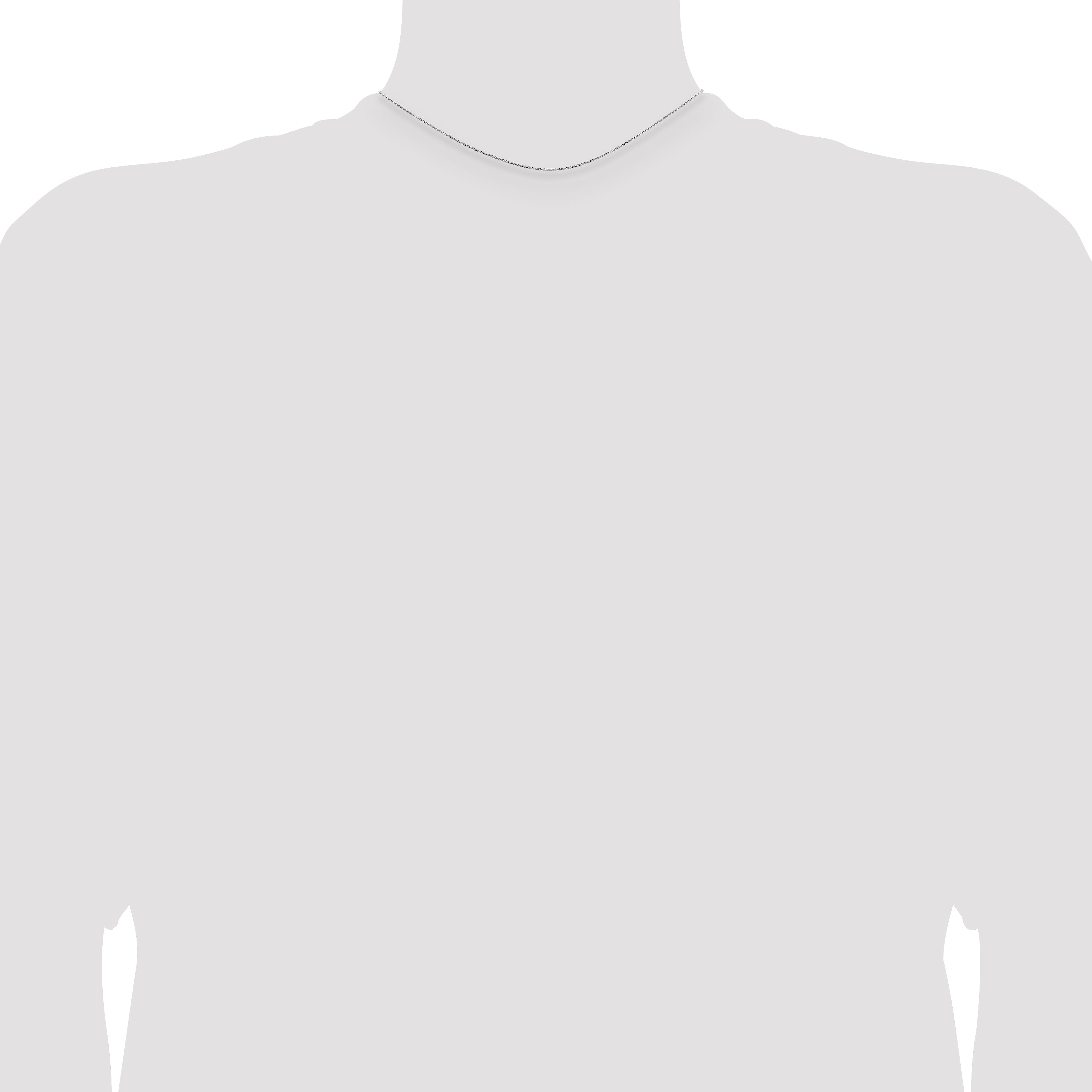 14K White Gold 14 inch .8mm Diamond-cut Round Open Link Cable with Lobster Clasp Chain