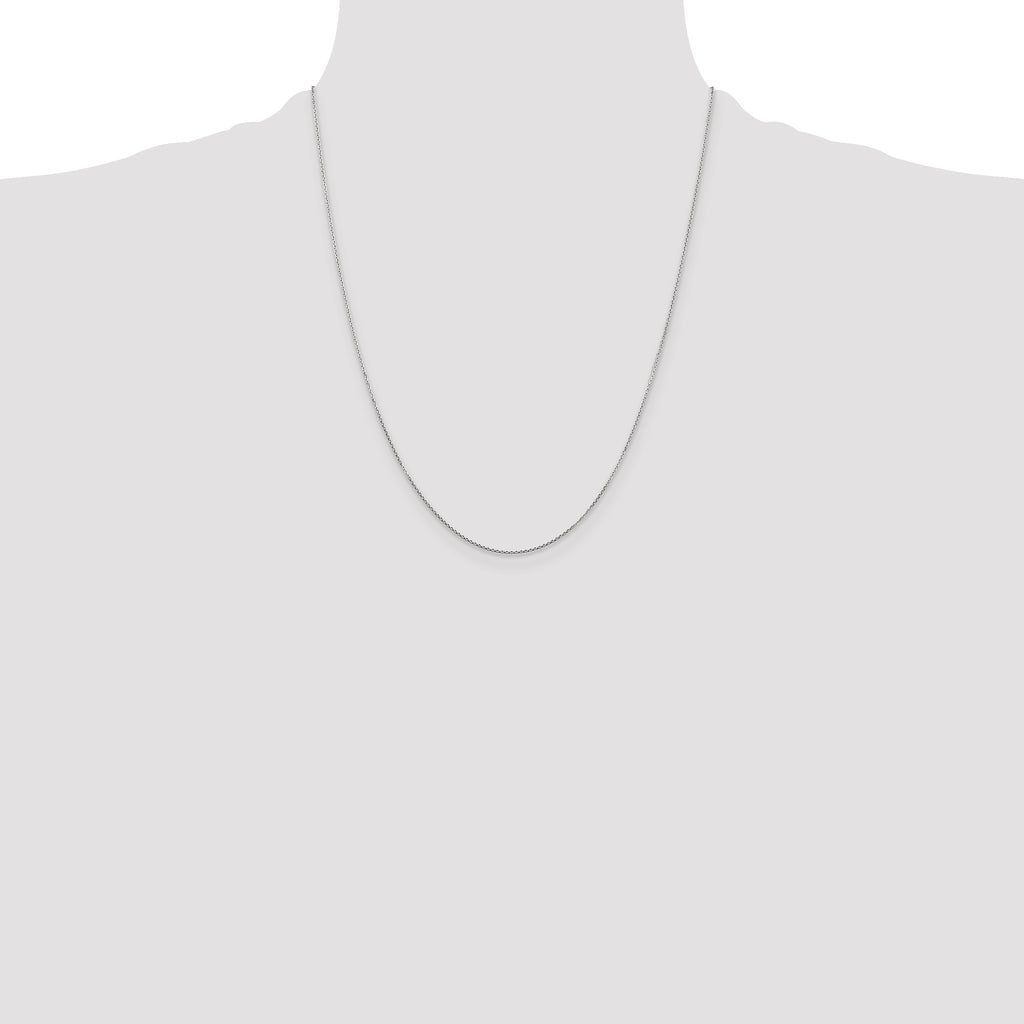 14K White Gold .8mm Diamond-Cut Round Open Link Cable with Lobster Clasp Chain