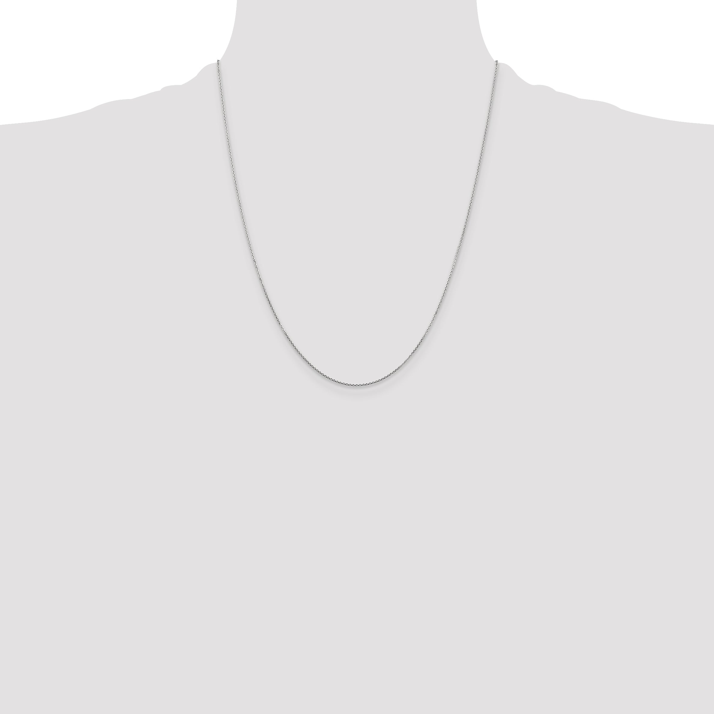 14K White Gold .8mm Diamond-Cut Round Open Link Cable with Lobster Clasp Chain