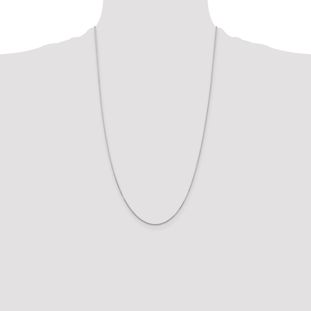 14K White Gold .8mm Diamond-Cut Round Open Link Cable with Lobster Clasp Chain