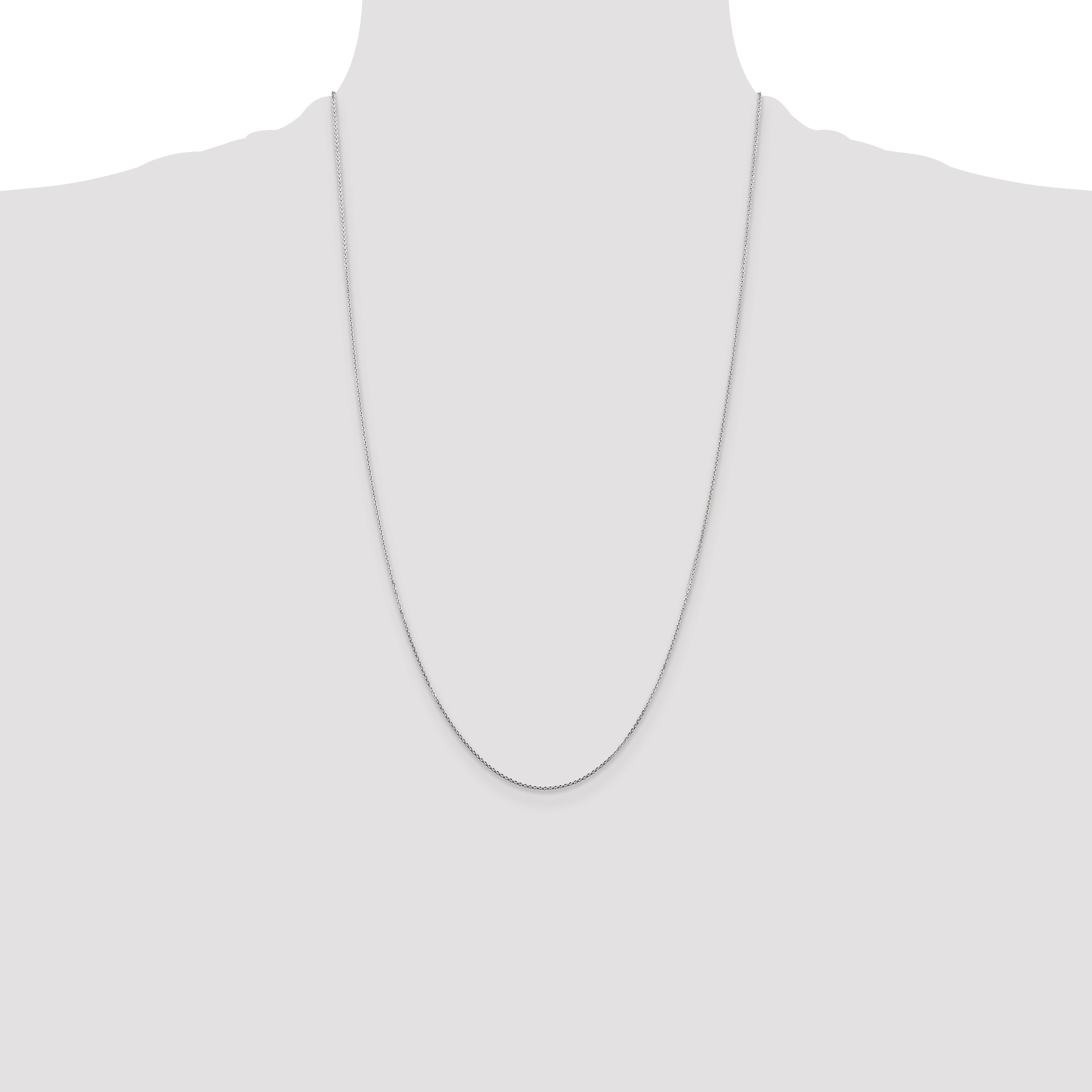 14K White Gold .8mm Diamond-Cut Round Open Link Cable with Lobster Clasp Chain
