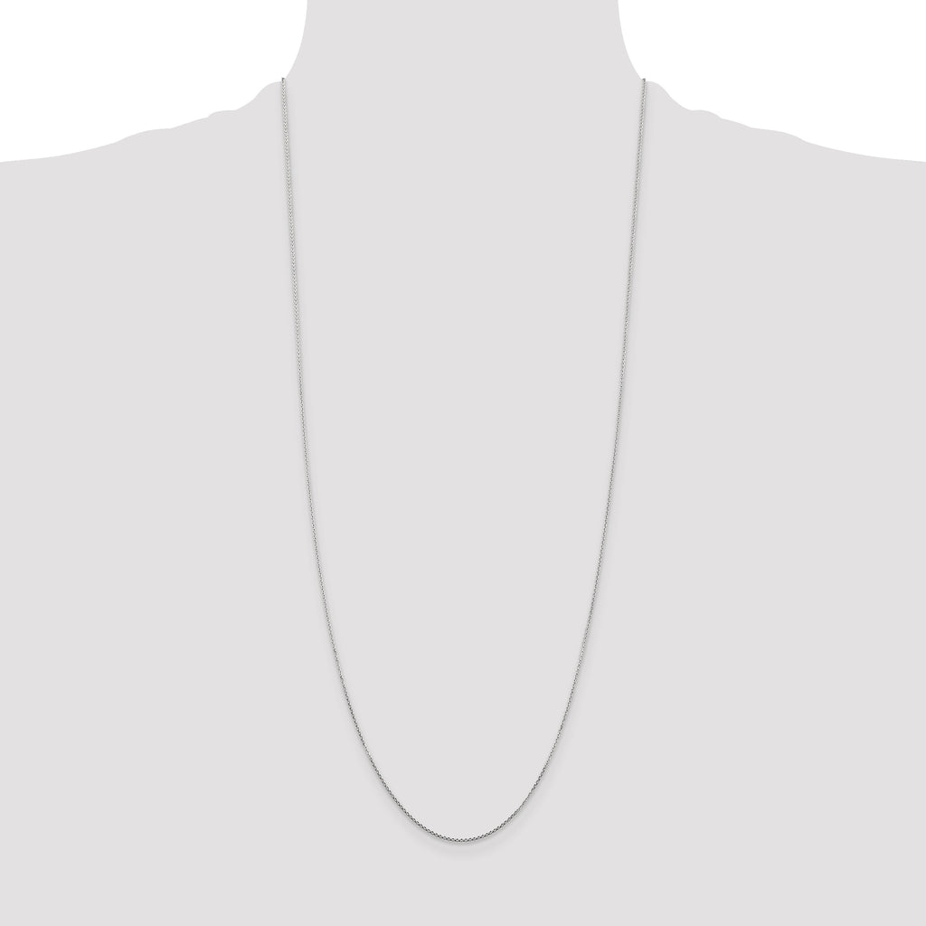 14K White Gold .8mm Diamond-Cut Round Open Link Cable with Lobster Clasp Chain