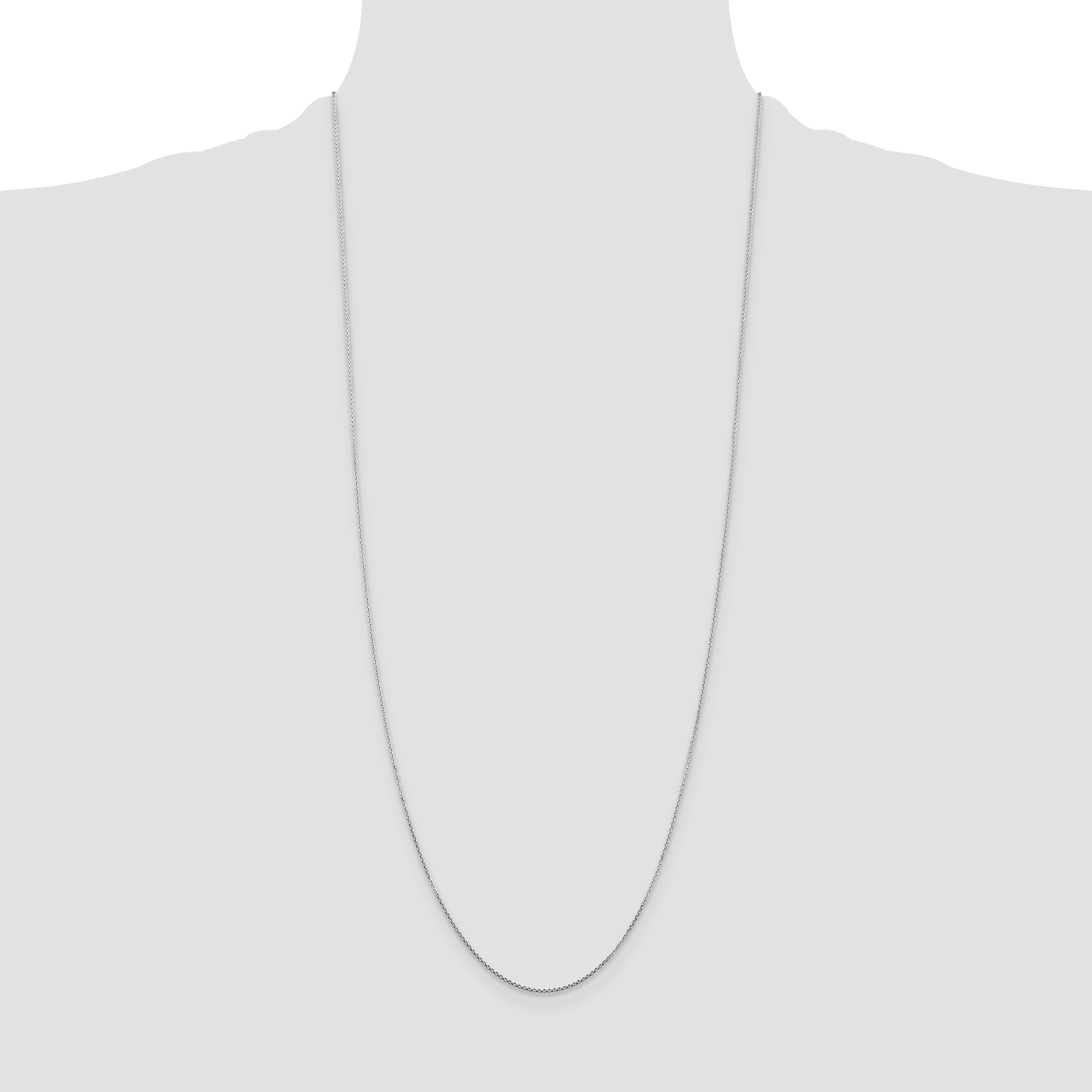 14K White Gold .8mm Diamond-Cut Round Open Link Cable with Lobster Clasp Chain