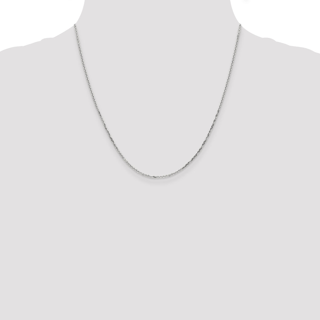 14K White Gold Solid Diamond-Cut Cable Chain Necklace 1.4mm