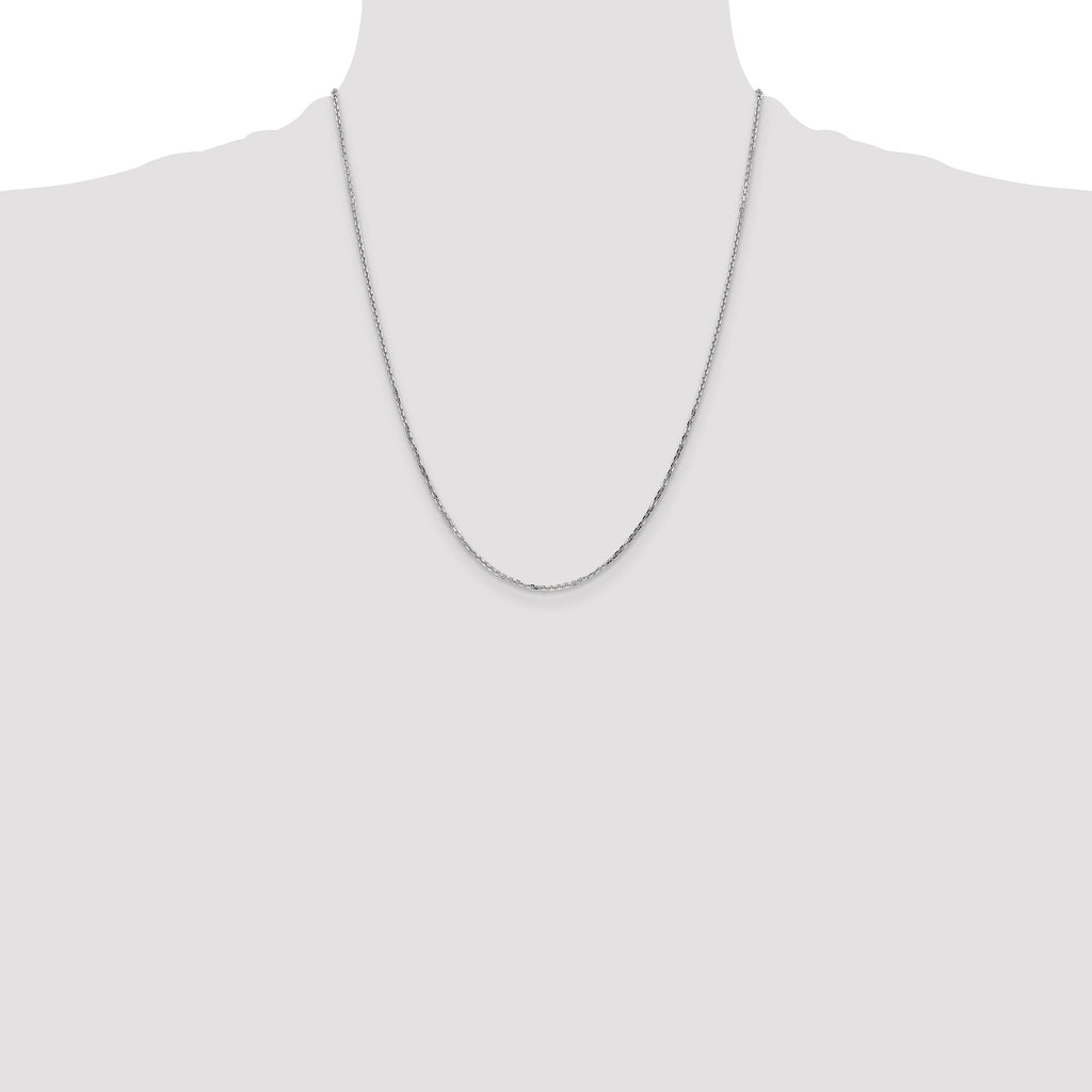 14K White Gold 1.4mm Diamond-Cut Round Open Link Cable with Lobster Clasp Chain