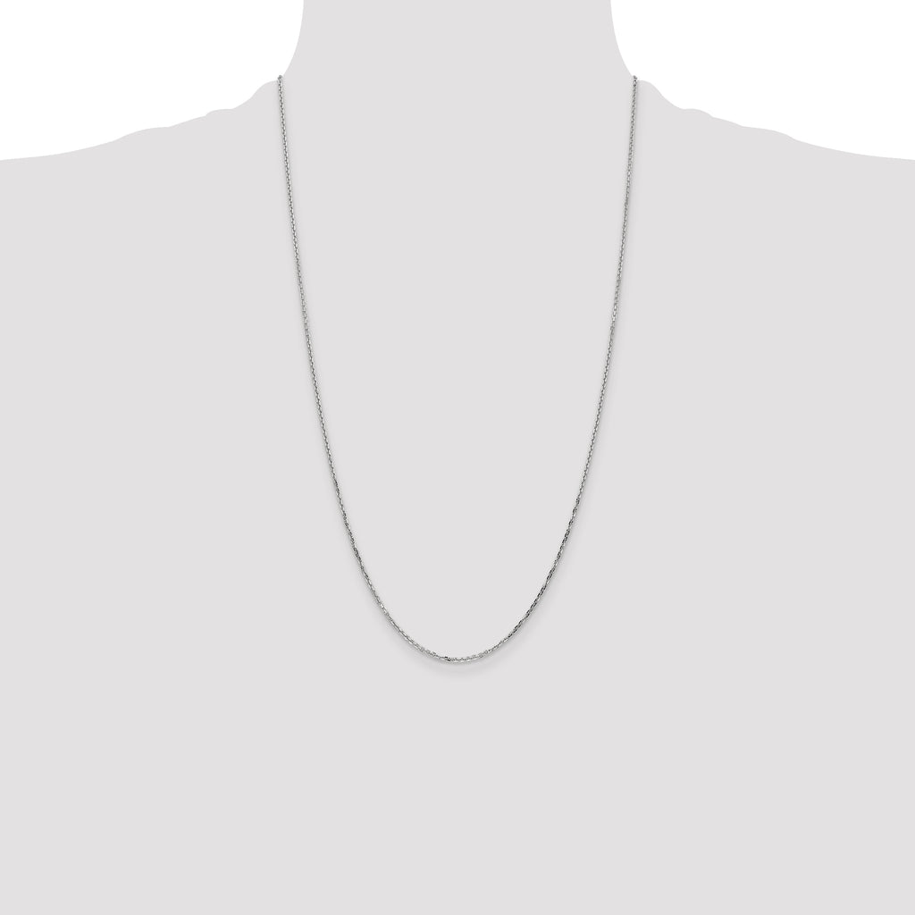 14K White Gold 1.4mm Diamond-Cut Round Open Link Cable with Lobster Clasp Chain
