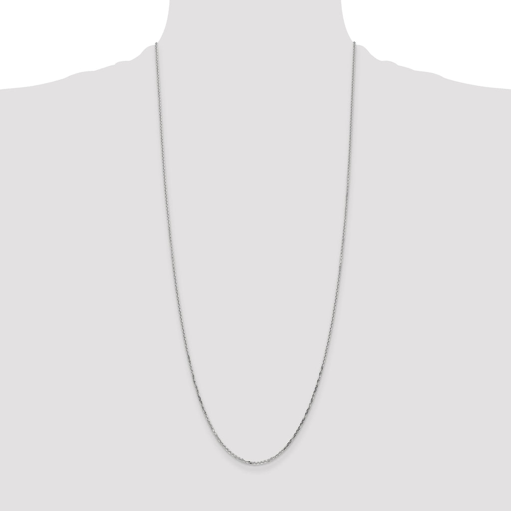 14K White Gold 1.4mm Diamond-Cut Round Open Link Cable with Lobster Clasp Chain