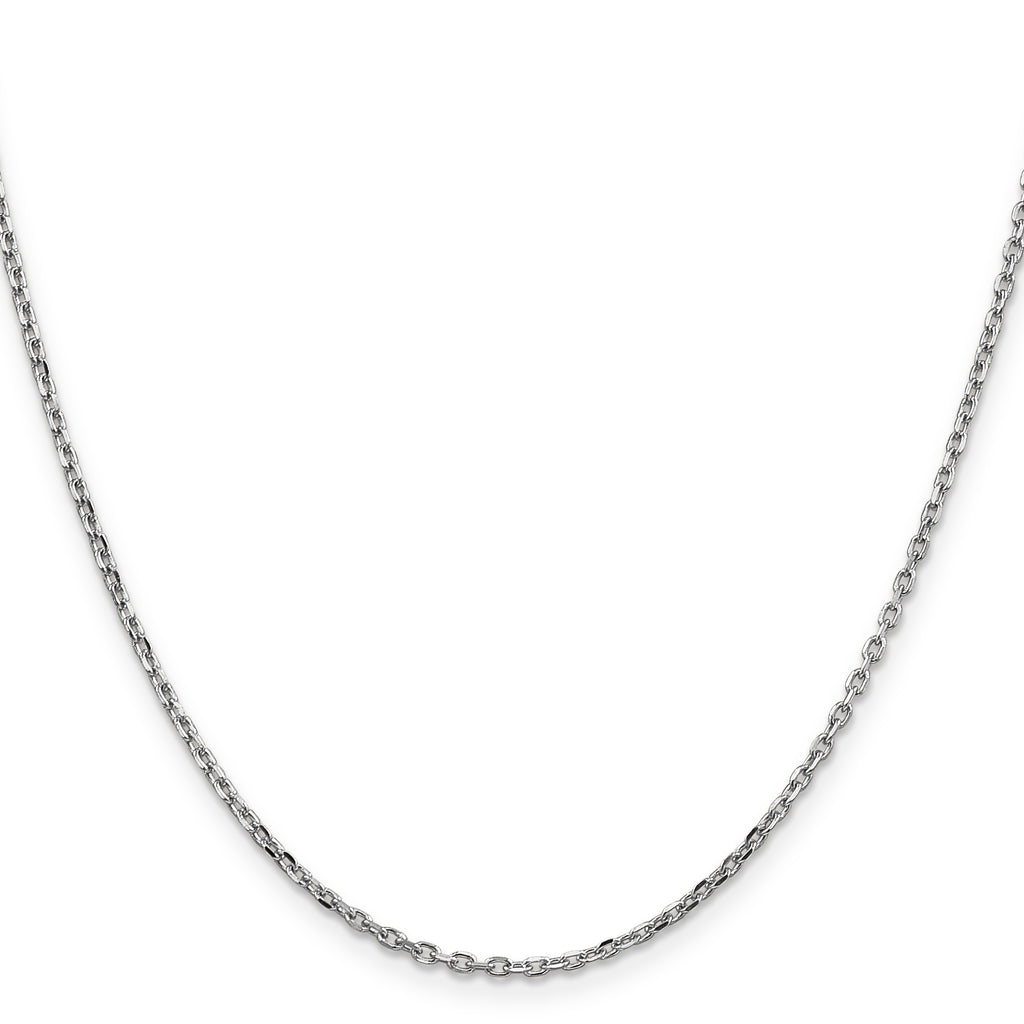 14K White Gold 1.8mm Diamond-Cut Round Open Link Cable with Lobster Clasp Chain
