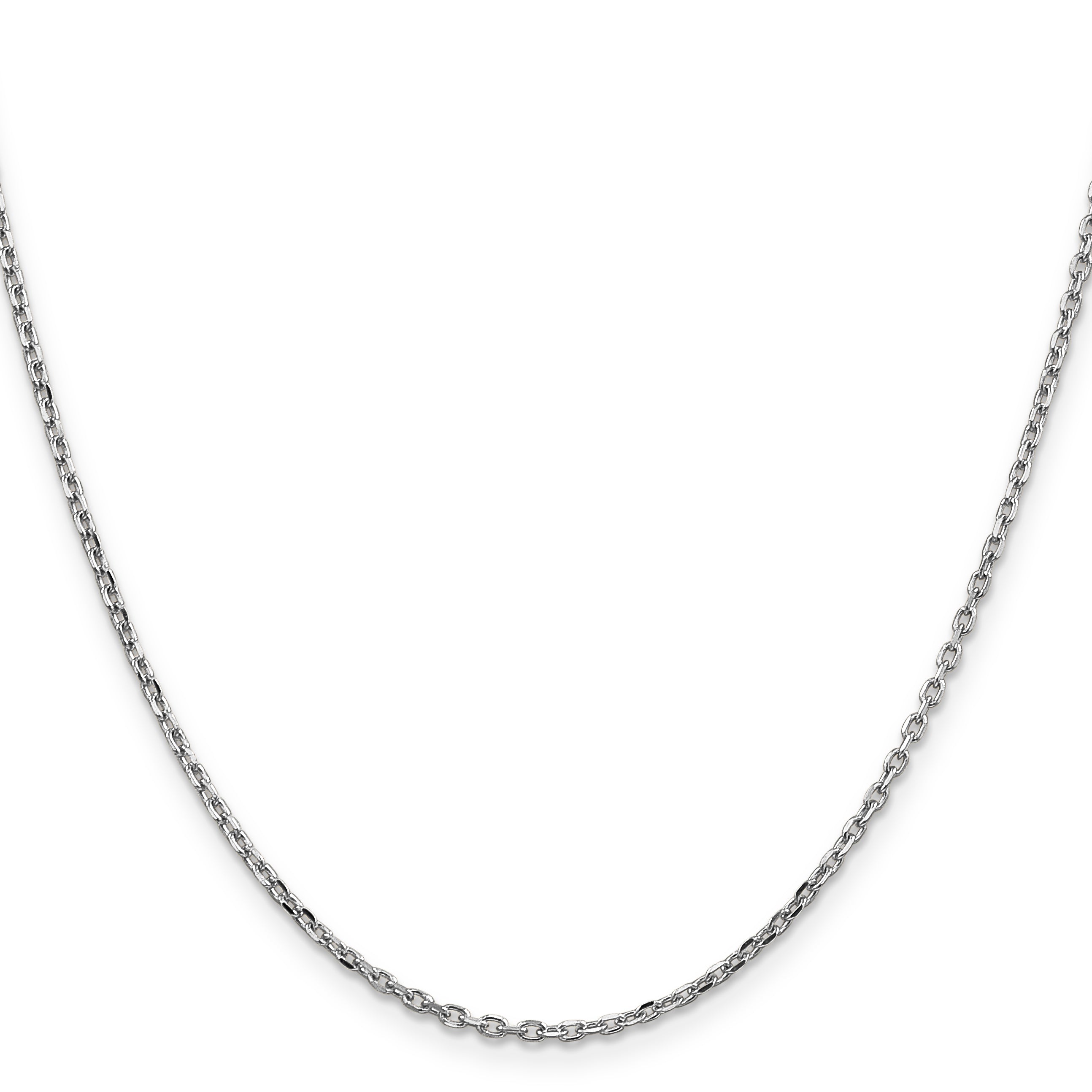 14K White Gold 1.8mm Diamond-Cut Round Open Link Cable with Lobster Clasp Chain