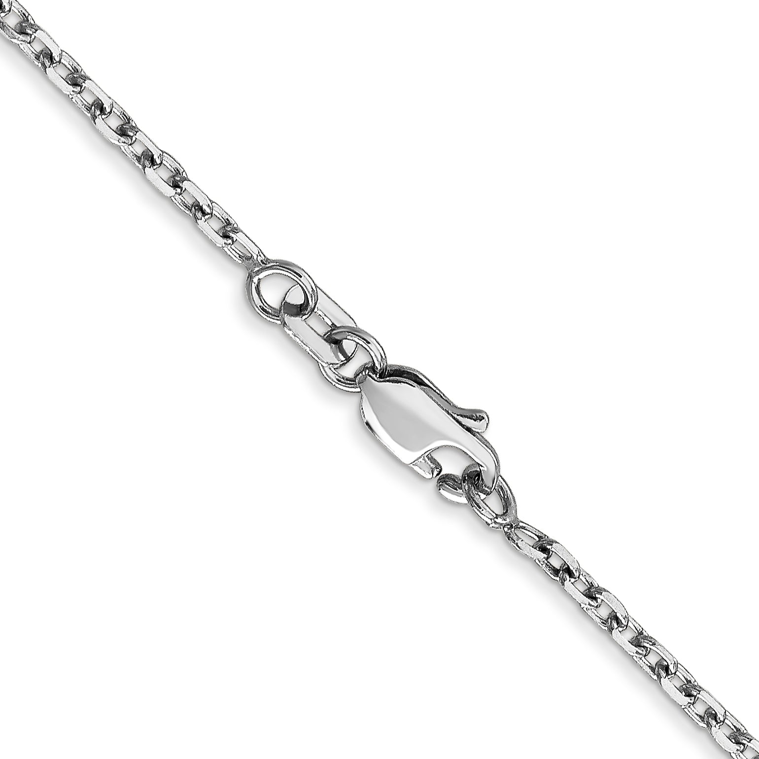 14K White Gold Solid Diamond-Cut Cable Chain Necklace 1.8mm