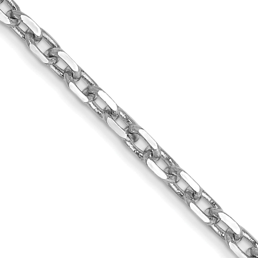 14K White Gold 1.8mm Diamond-Cut Round Open Link Cable with Lobster Clasp Chain
