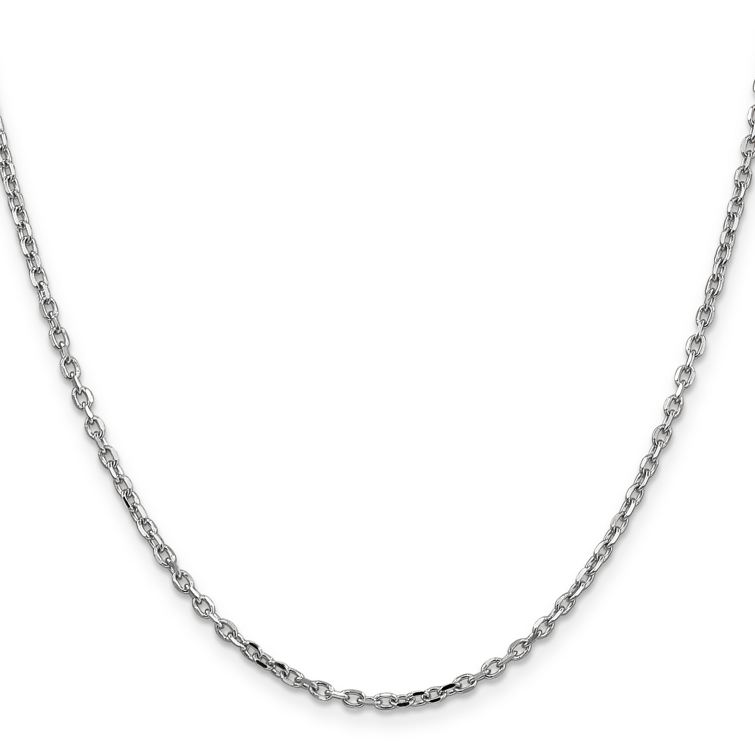 14K White Gold 16 inch 2.2mm Diamond-cut Round Open Link Cable with Lobster Clasp Chain Secondary image