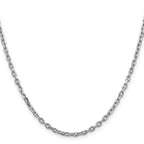 14K White Gold 24 inch 3mm Diamond-cut Round Open Link Cable with Lobster Clasp Chain