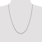 14K White Gold 24 inch 3mm Diamond-cut Round Open Link Cable with Lobster Clasp Chain