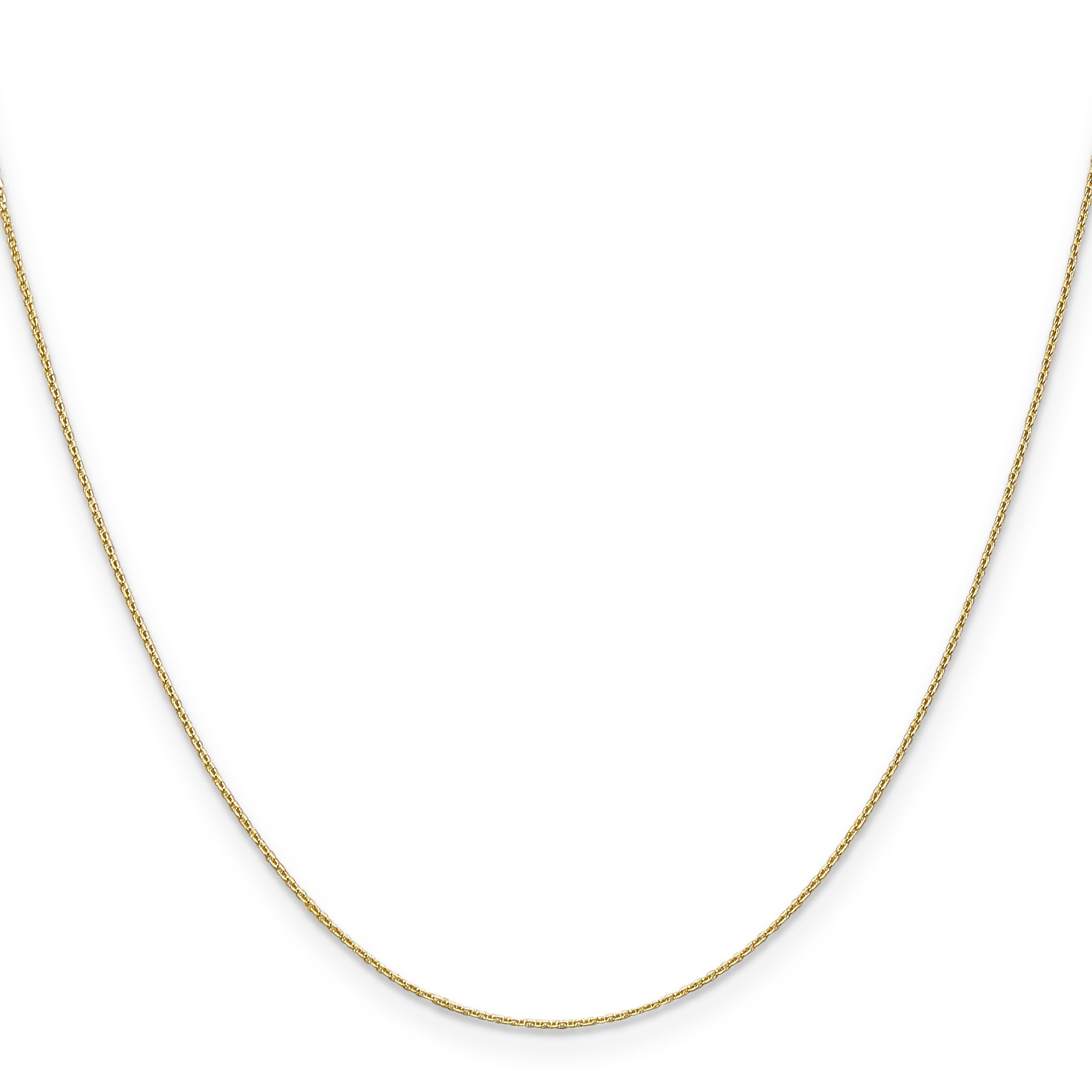 14K Yellow Gold Solid Diamond-Cut Cable Chain Necklace 0.65mm
