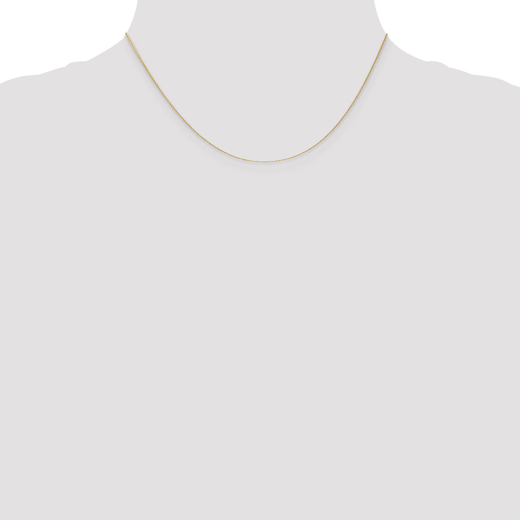 14K Yellow Gold Solid Diamond-Cut Cable Chain Necklace 0.65mm