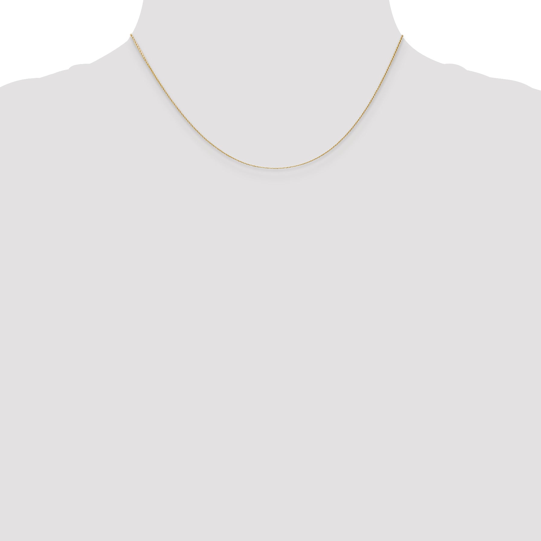 14K Yellow Gold Solid Diamond-Cut Cable Chain Necklace 0.65mm