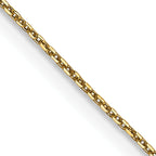 14K Yellow Gold Solid Diamond-Cut Cable Chain Necklace 0.65mm
