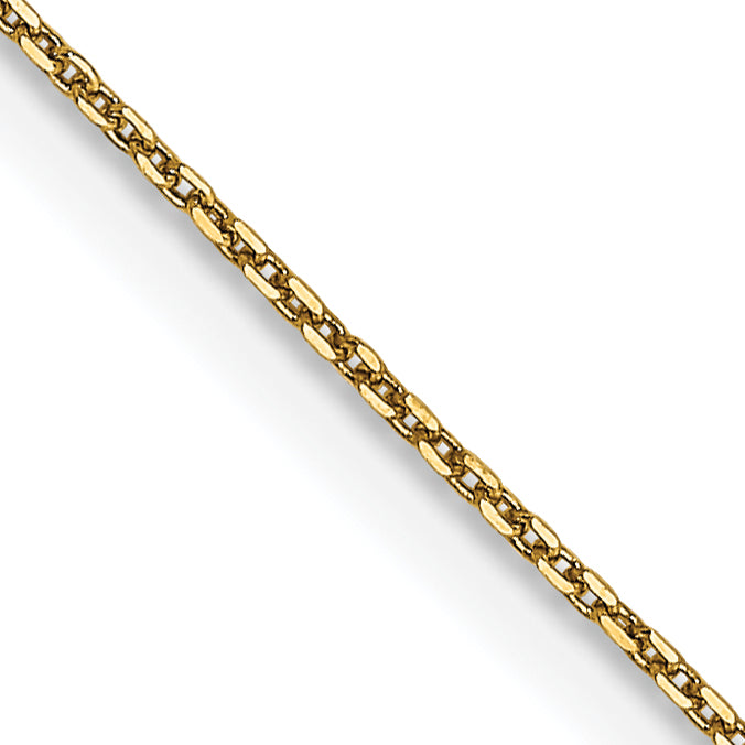 14K Yellow Gold Solid Diamond-Cut Cable Chain Necklace 0.65mm