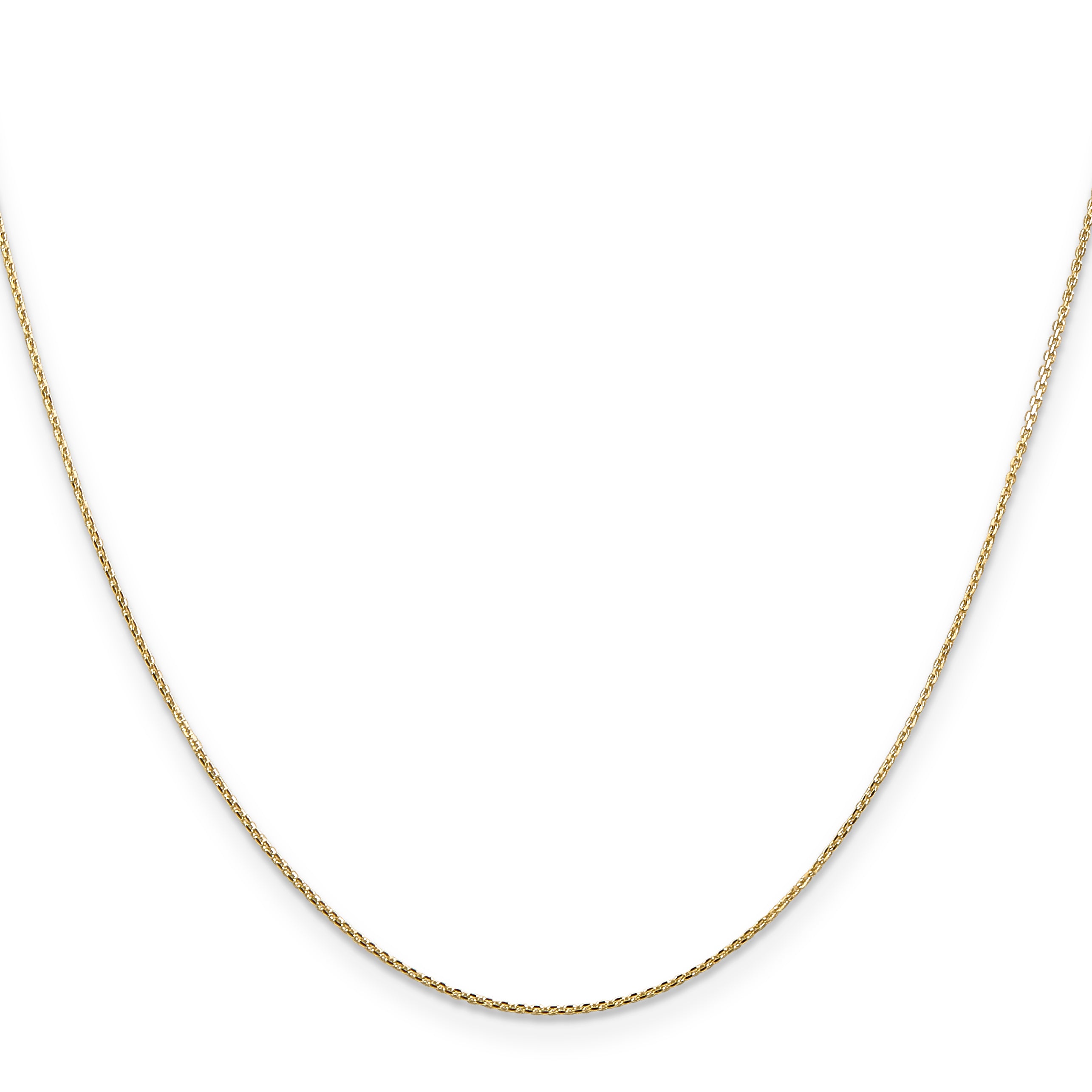 14K 30 inch .8mm Diamond-cut Round Open Link Cable with Lobster Clasp Chain