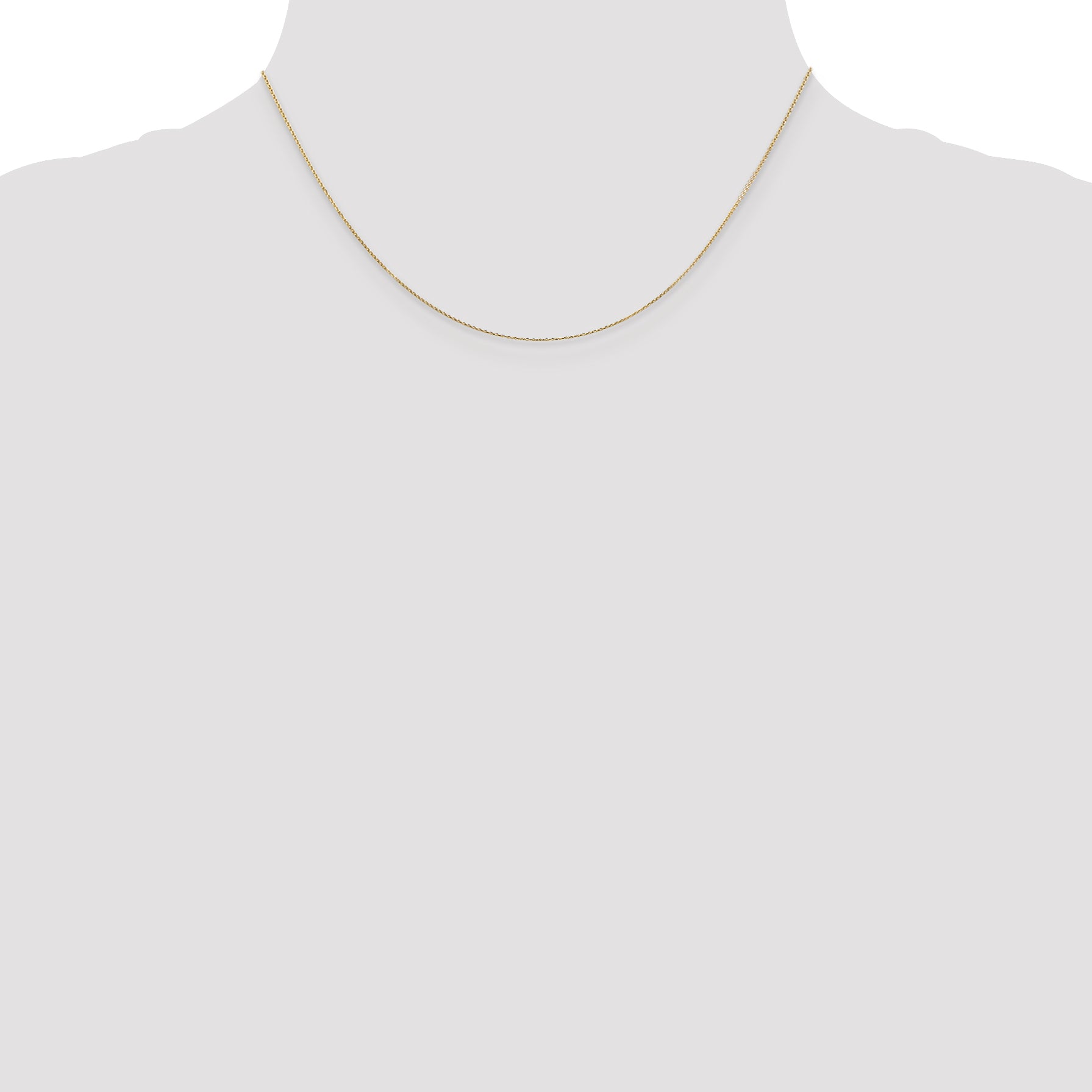 14K Yellow Gold Solid Diamond-Cut Cable Chain Necklace 0.8mm