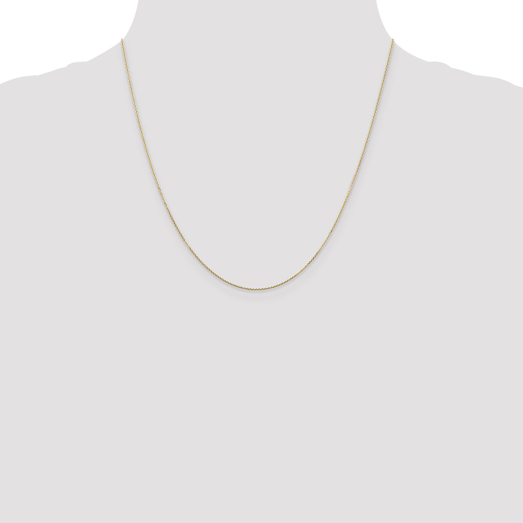 14K .8mm Diamond-Cut Round Open Link Cable with Lobster Clasp Chain