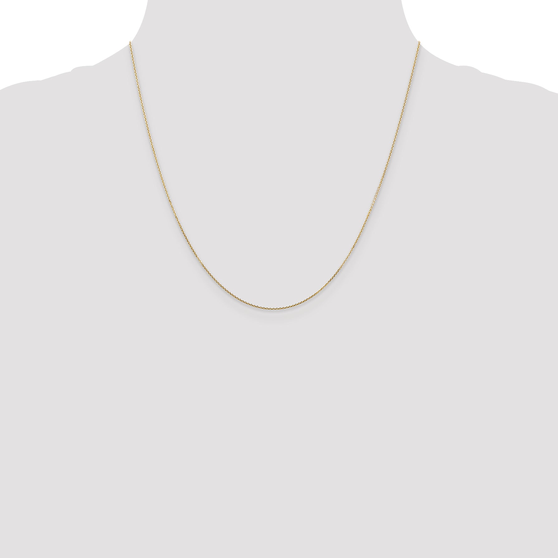 14K 20 inch .8mm Diamond-cut Round Open Link Cable with Lobster Clasp Chain