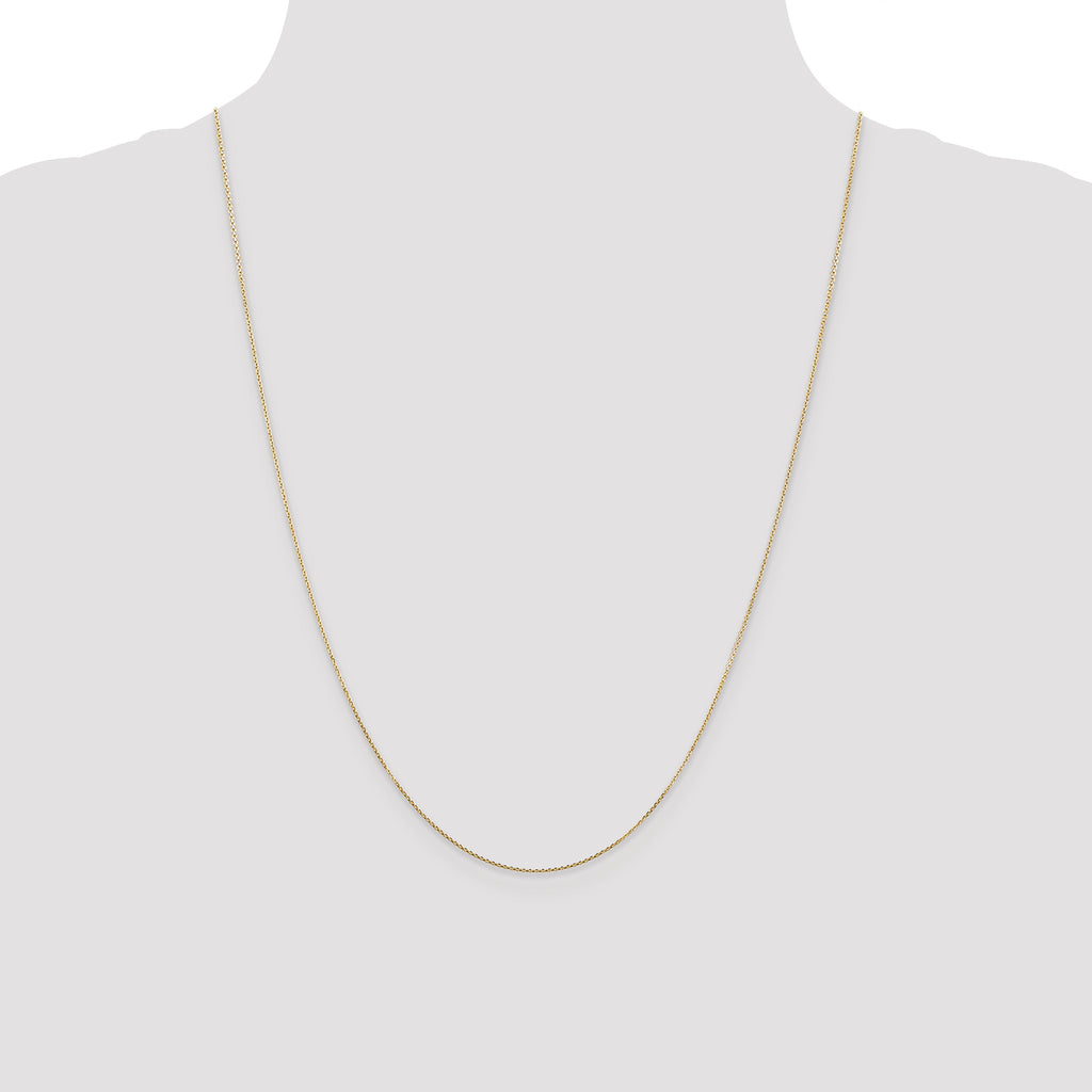 14K .8mm Diamond-Cut Round Open Link Cable with Lobster Clasp Chain