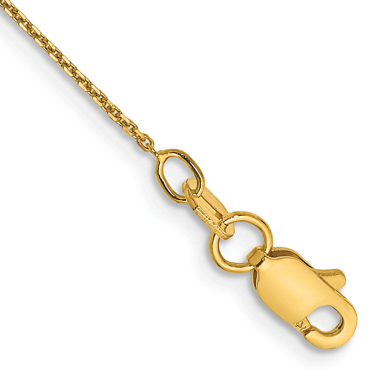 14K 10 inch .8mm Diamond-cut Round Open Link Cable with Lobster Clasp Anklet Main image