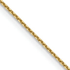 14K Yellow Gold Solid Diamond-Cut Cable Chain Necklace 0.8mm
