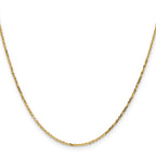14K Yellow Gold Solid Diamond-Cut Cable Chain Necklace 1.4mm